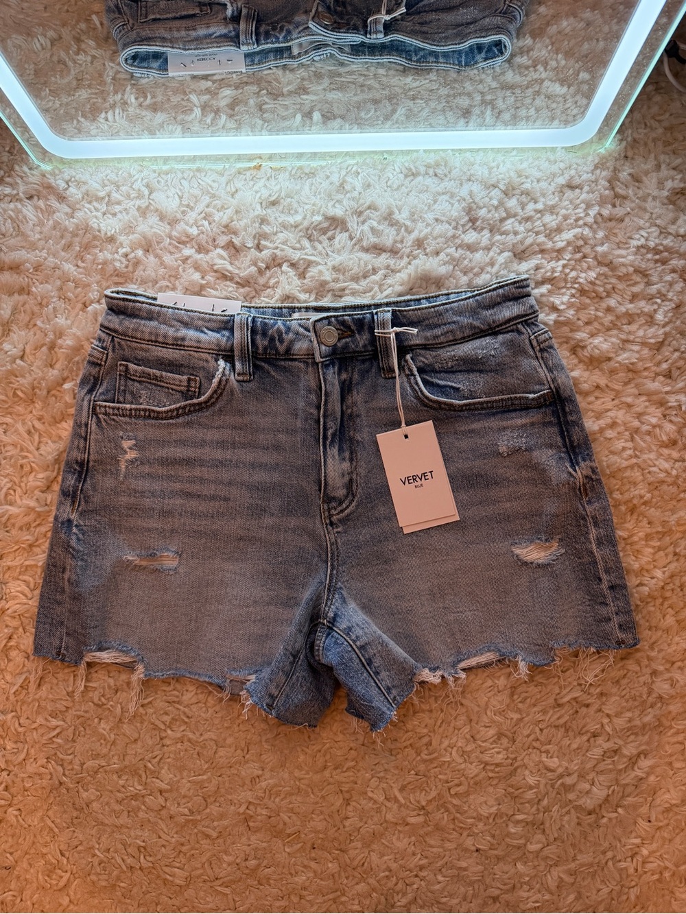 VERVET Light Wash Distressed Denim Shorts